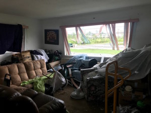 Tornado damage in an unknown house in Freeport, Grand Bahama.