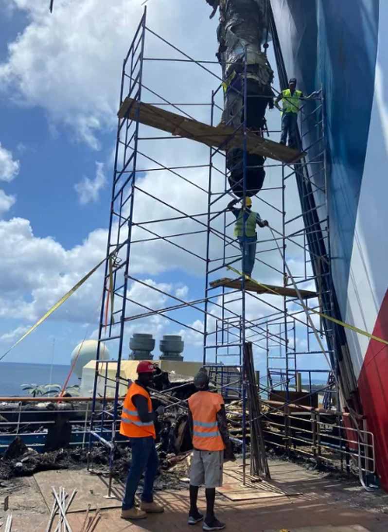 Carnival Freedom under repair at Grand Bahama Shipyard after exhaust destroyed in fire - Vimarsana News